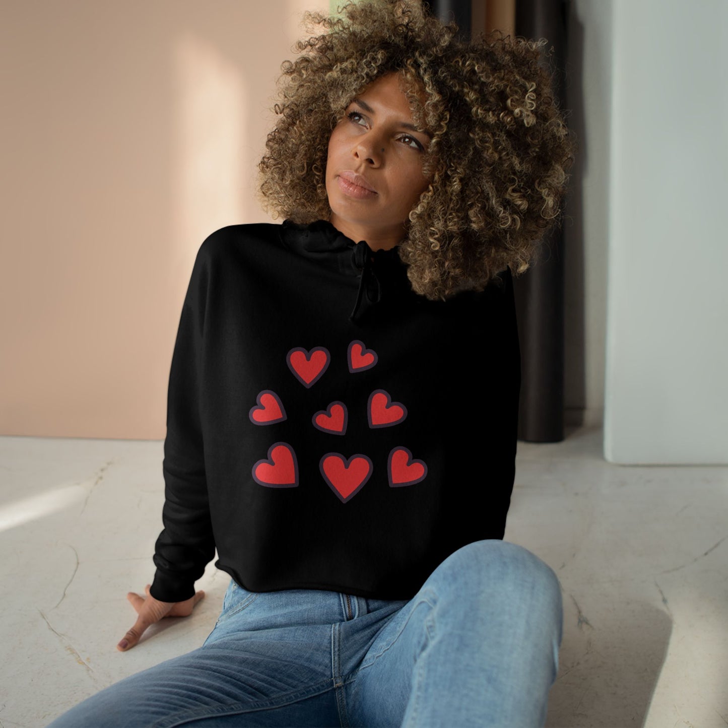 Hearts Crop Hoodie