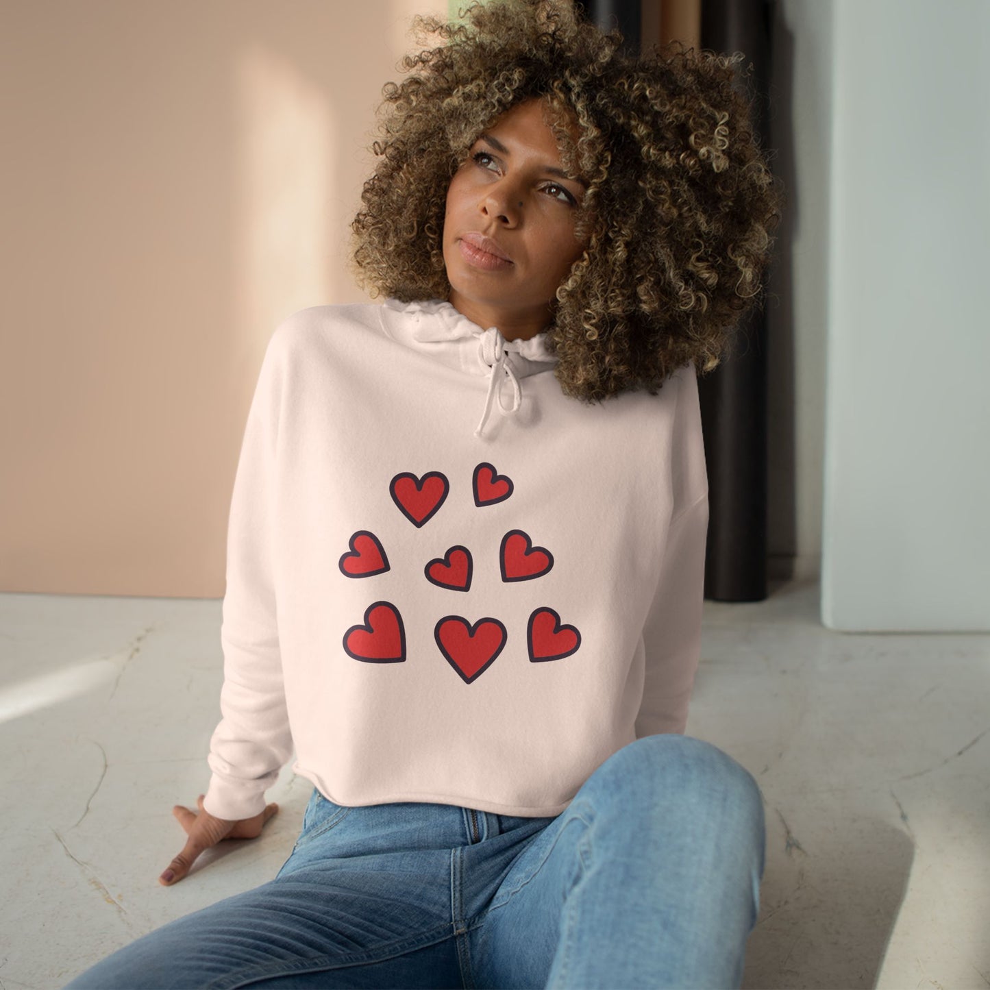 Hearts Crop Hoodie