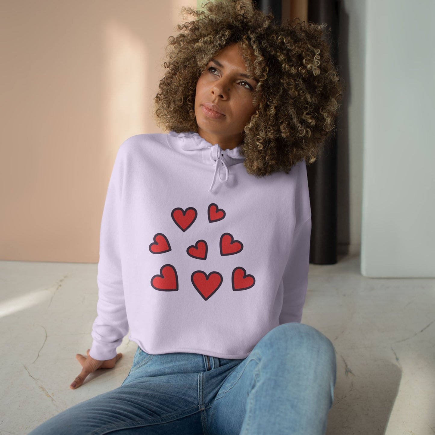 Hearts Crop Hoodie