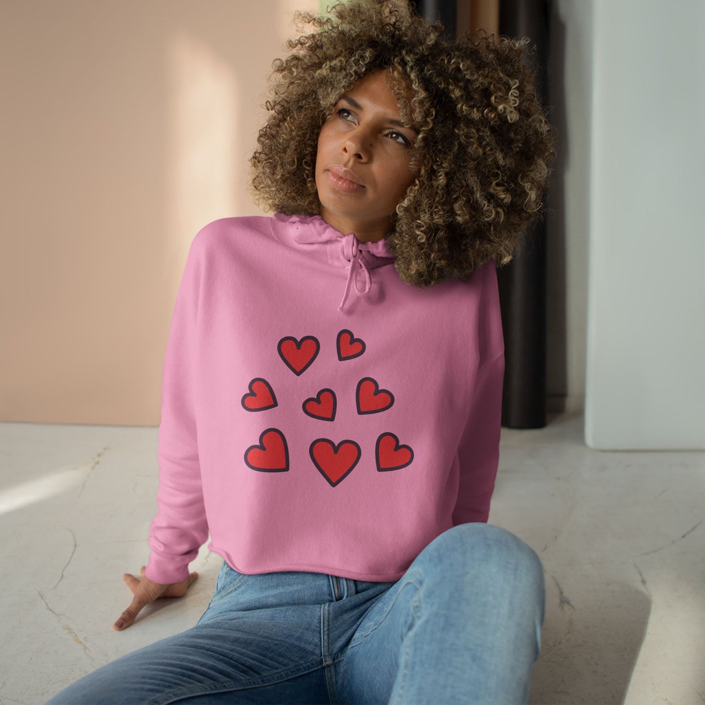 Hearts Crop Hoodie