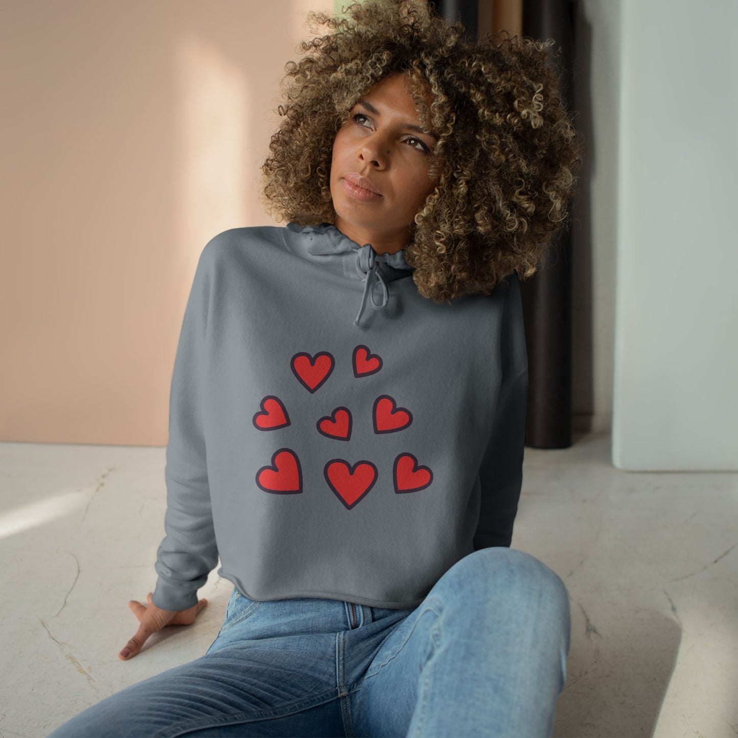 Hearts Crop Hoodie