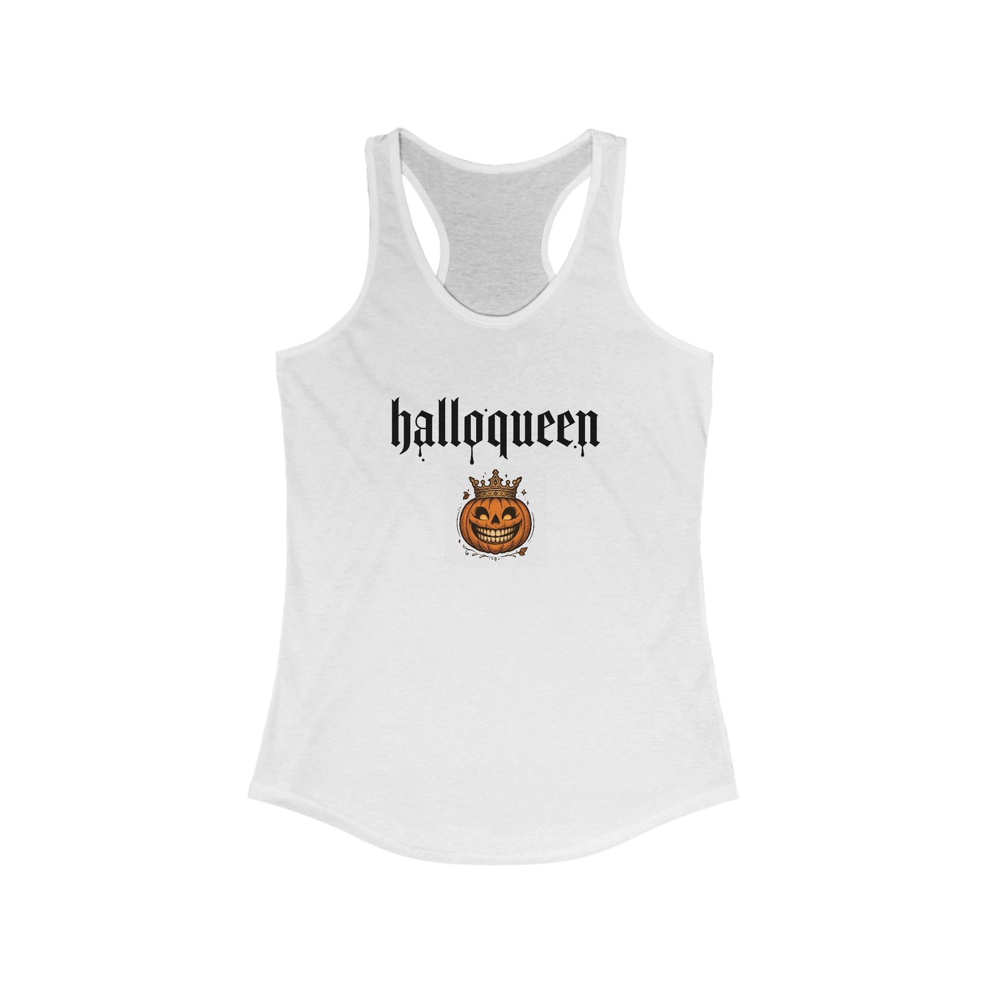 Halloween Tank Top, Women’s Racerback, Halloqueen Tee, Festive Workout Shirt, Fall Fashion, Pumpkin Graphic Top