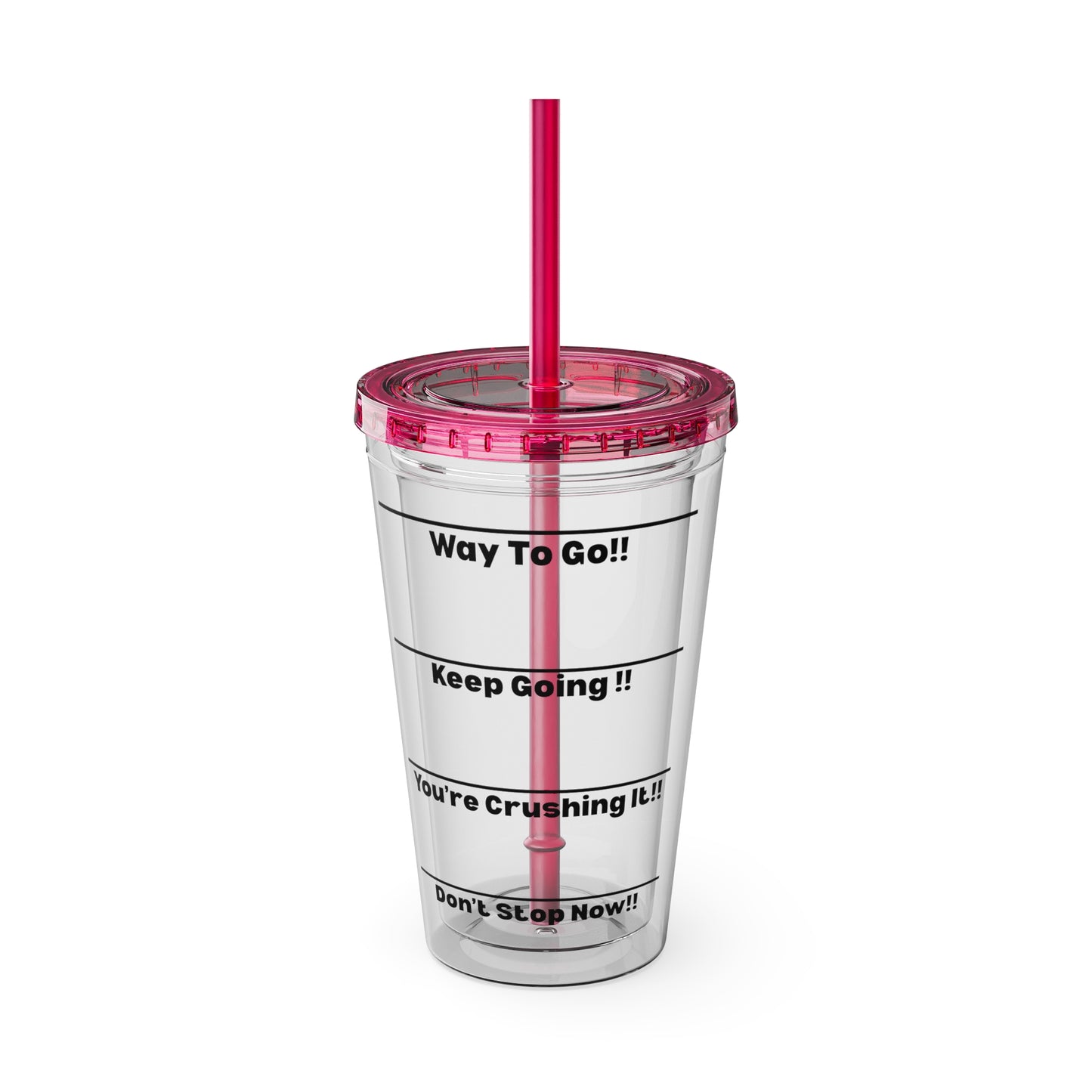 Inspirational Tumbler with Straw - 16oz 'Keep Going!' Motivational Drinkware