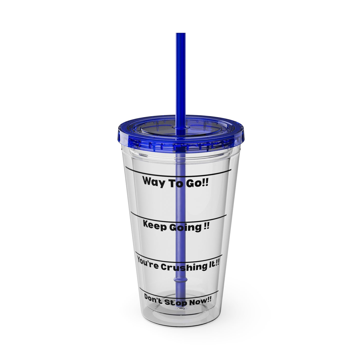 Inspirational Tumbler with Straw - 16oz 'Keep Going!' Motivational Drinkware