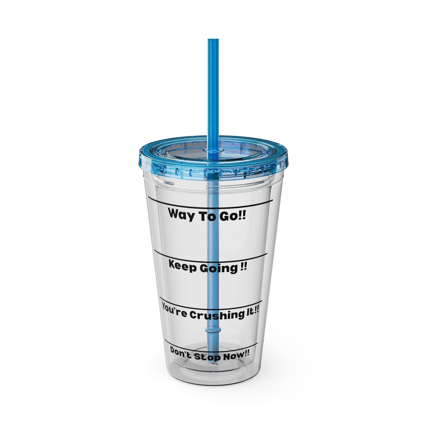 Inspirational Tumbler with Straw - 16oz 'Keep Going!' Motivational Drinkware