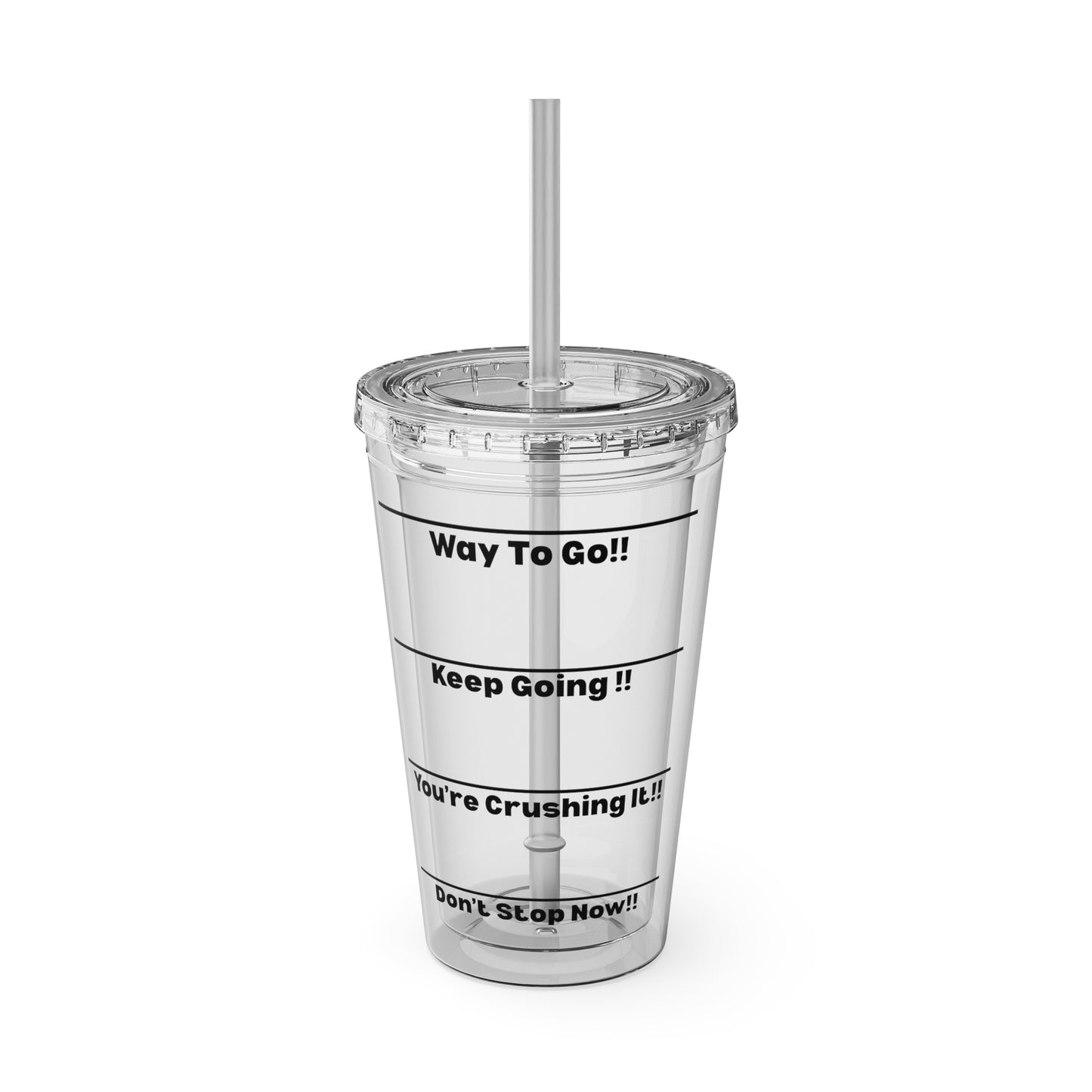 Inspirational Tumbler with Straw - 16oz 'Keep Going!' Motivational Drinkware