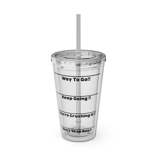 Inspirational Tumbler with Straw - 16oz 'Keep Going!' Motivational Drinkware