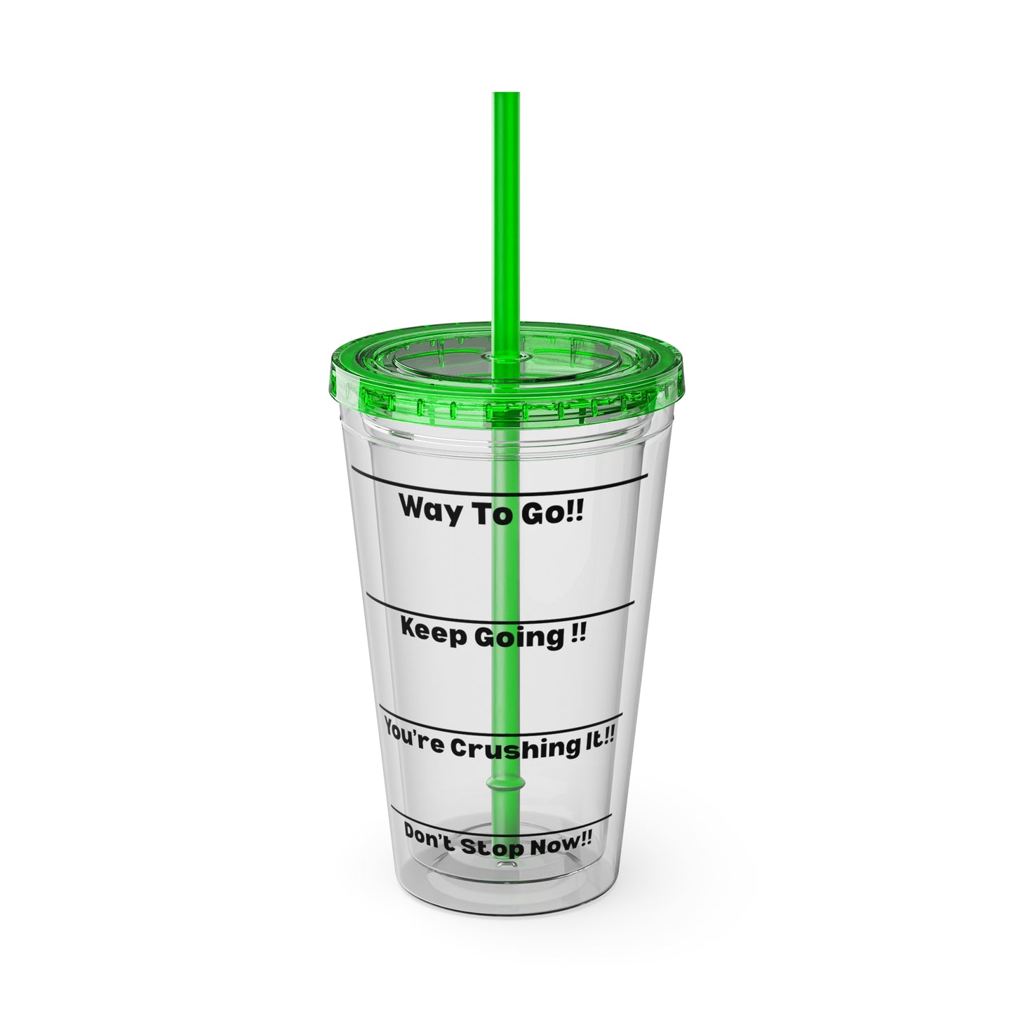 Inspirational Tumbler with Straw - 16oz 'Keep Going!' Motivational Drinkware