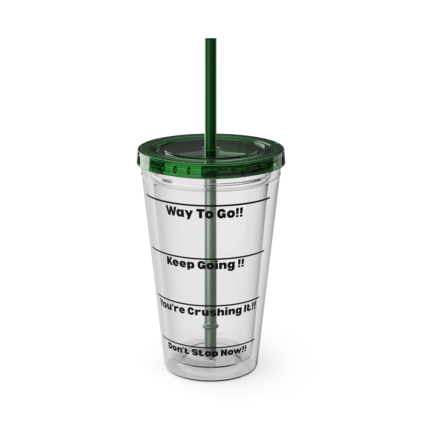 Inspirational Tumbler with Straw - 16oz 'Keep Going!' Motivational Drinkware