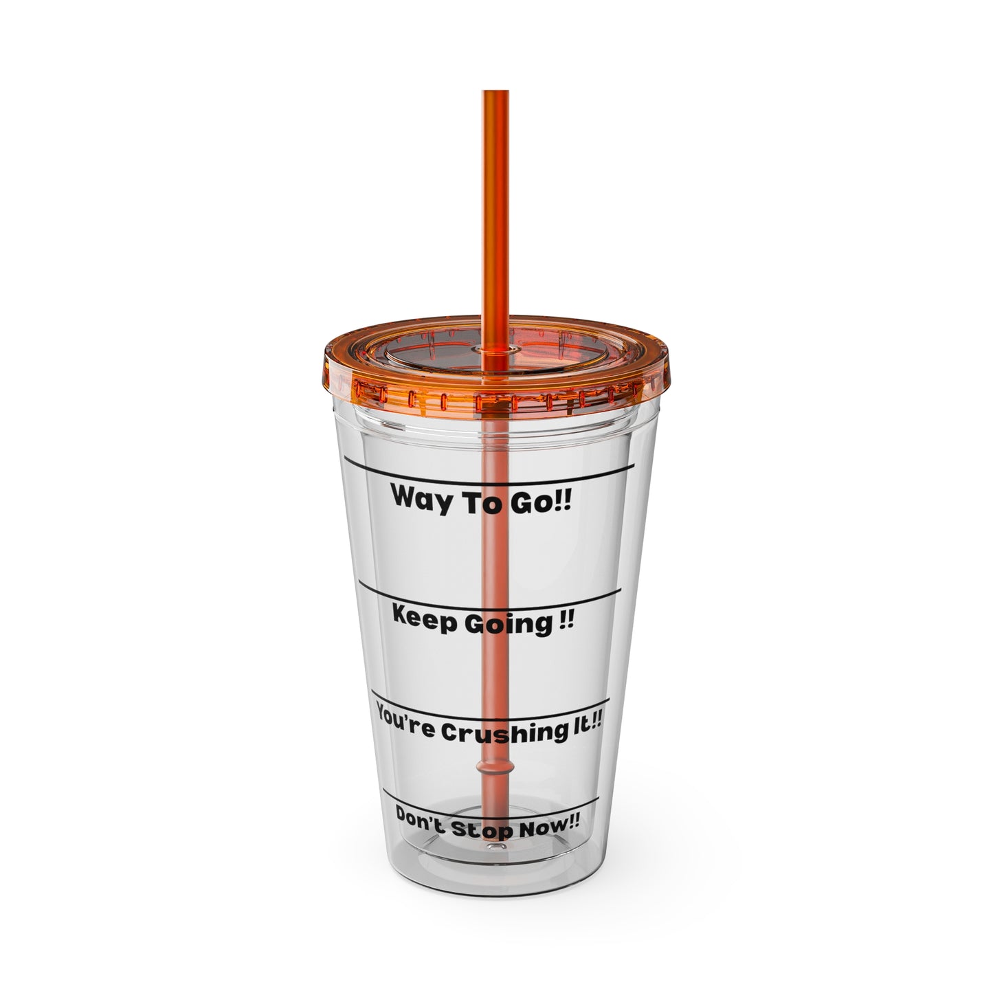 Inspirational Tumbler with Straw - 16oz 'Keep Going!' Motivational Drinkware