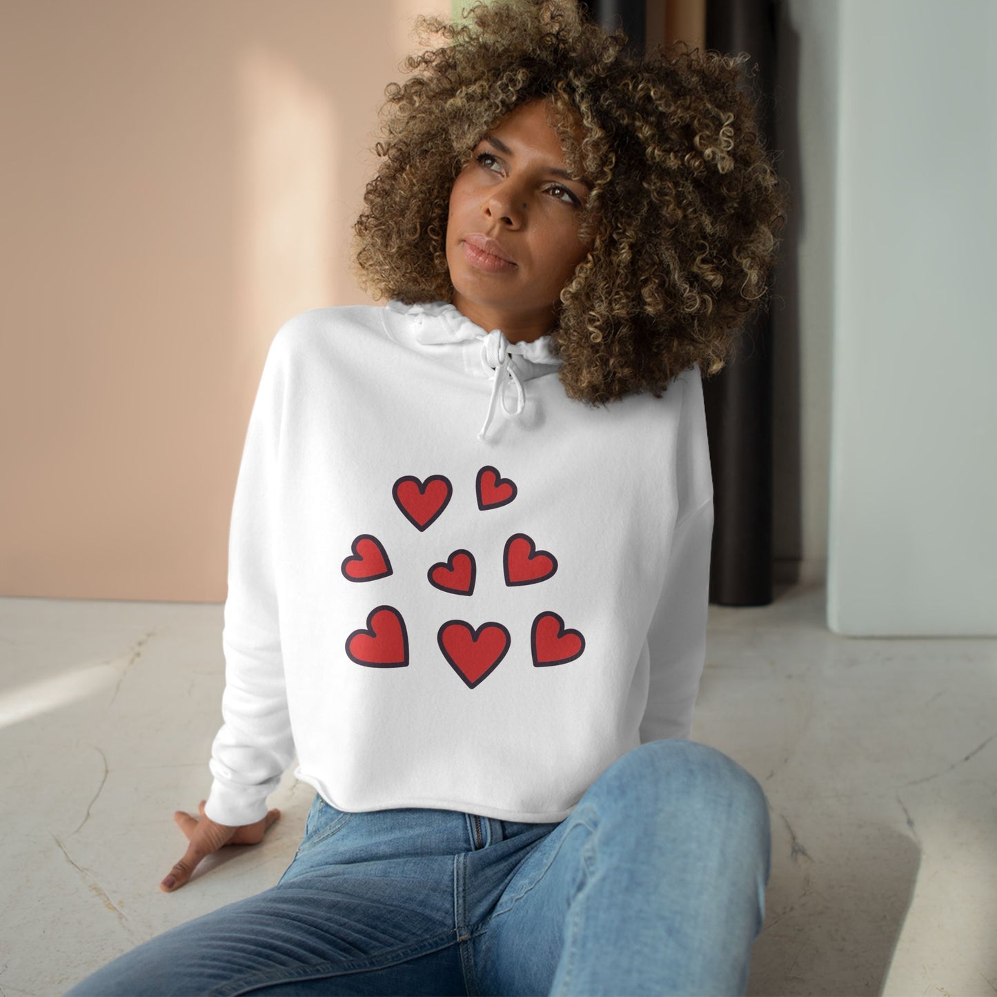 Hearts Crop Hoodie