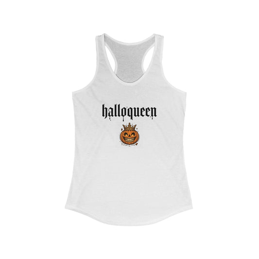 Halloween Tank Top, Women’s Racerback, Halloqueen Tee, Festive Workout Shirt, Fall Fashion, Pumpkin Graphic Top